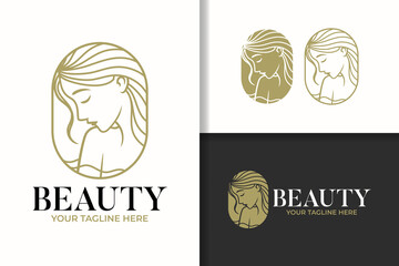 beauty woman silhouette line art logo