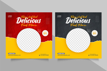 Food social media promotion and banner post design template
