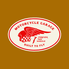 Handmade Vector Vintage Motorcycle Garage Logo Badge - obrazy, fototapety, plakaty