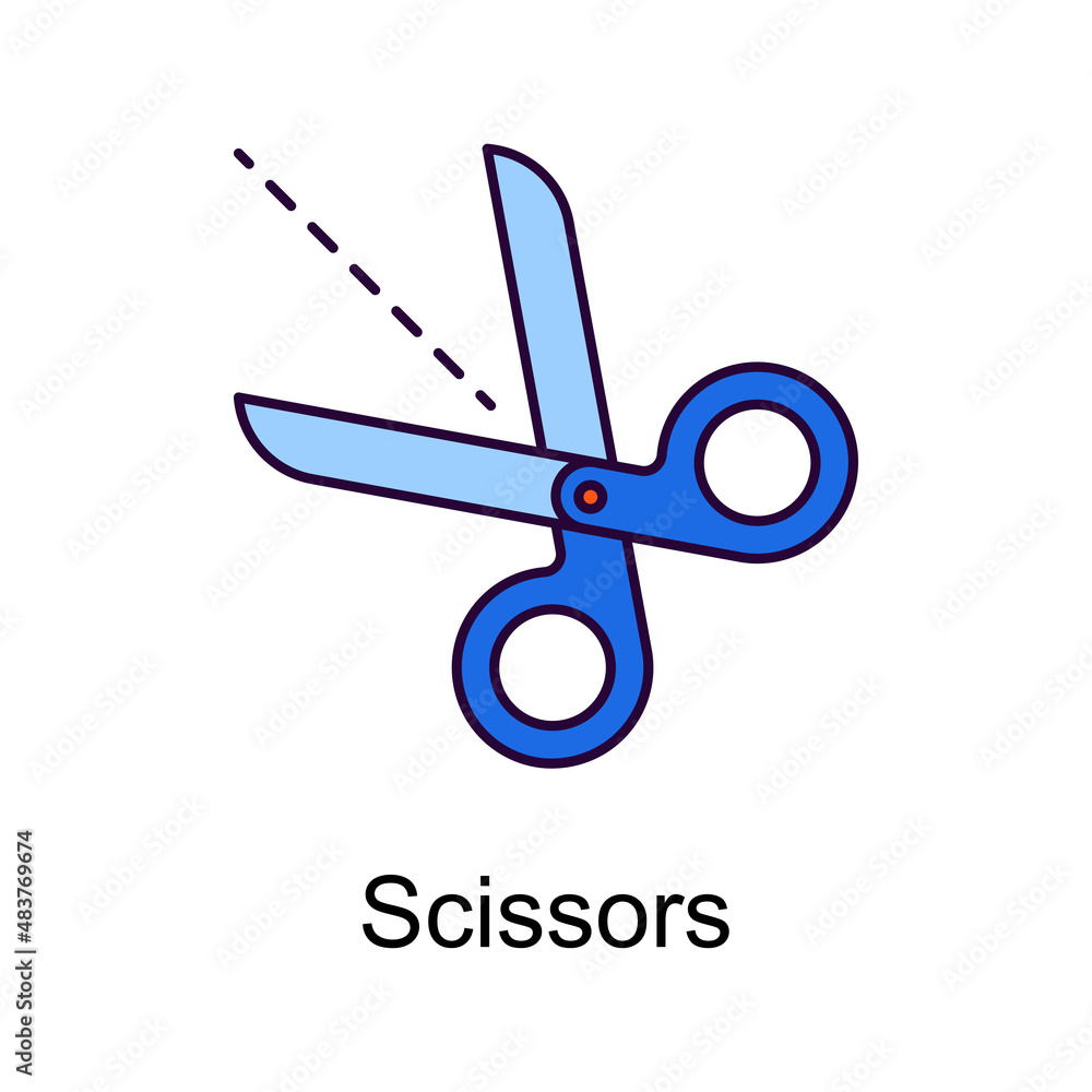 Poster scissors vector filled outline icon design illustration. home improvements symbol on white backgroun