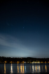 Night view at lake Baldeney with stars in the sky