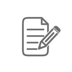 paper and pencil icon.  vector symbol of writing and contracting flat design isolated on white background.