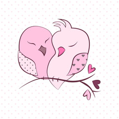 birds on a branch. vector illustration