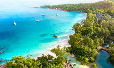 The most beautiful beach of Seychelles. Anse Lazio, Praslin, Seychelles