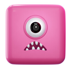 Portrait illustration enfantin 3d de monstre gentil, souriant et heureux pouvant illustrer des avatars de profil
