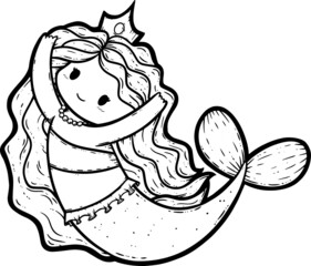 Cute and Adorable Mermaid Princess Coloring Page
