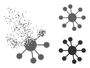 Dissolved dot node relations vector icon with destruction effect, and original vector image.