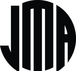Title: JMA Letter logo design with a circular shape vector in illustration.