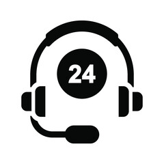 Fototapeta premium 24 hours service icon. availability sign. vector illustration