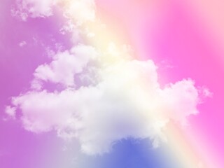 beauty sweet pink yellow colorful with fluffy clouds on sky. multi color rainbow image. abstract fantasy growing light