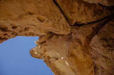 The dry arid desert landscape of the Moon Valley in Argentina