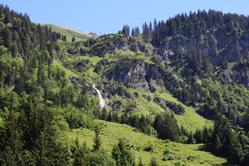 Fototapeta na wymiar Mountains, Waterfall, Alps