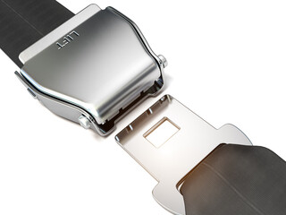 Aircraft safety seat belt isolated on white.