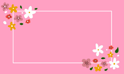 Pink flower vector banner with blank space suitable for placed content
