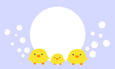 Blue banner with yellow duck and bubble shower vector suitable for placed content