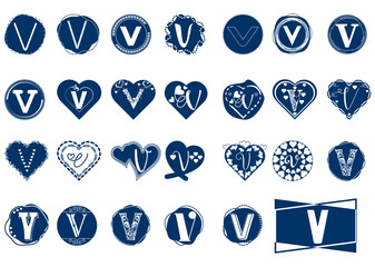 V letter logo and icon design bundle