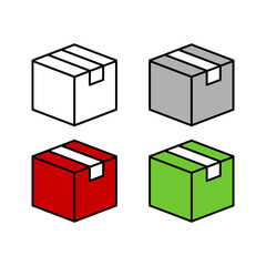 Set of Box icon in flat style. Vector