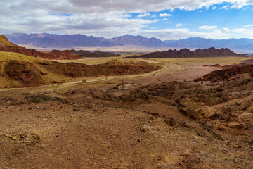 Arava desert valley landscape near the Shkhoret Canyon