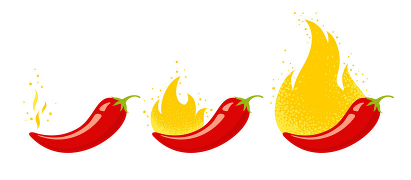 Mild, medium and hot chilli pepper. Chili pepper for Thai or Mexican food.