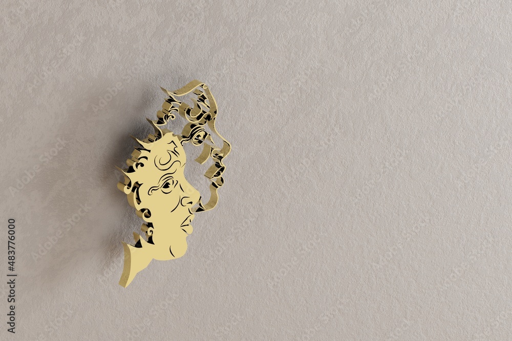 Poster golden zodiac sign gemini on a white wall background. 3d rendering illustration. abstract contempora