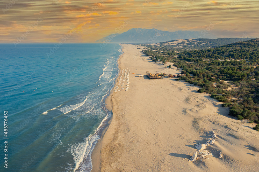 Wall mural patara (pttra) beach. beautiful very thin sandy and by the turquoise color sea, great place for holi