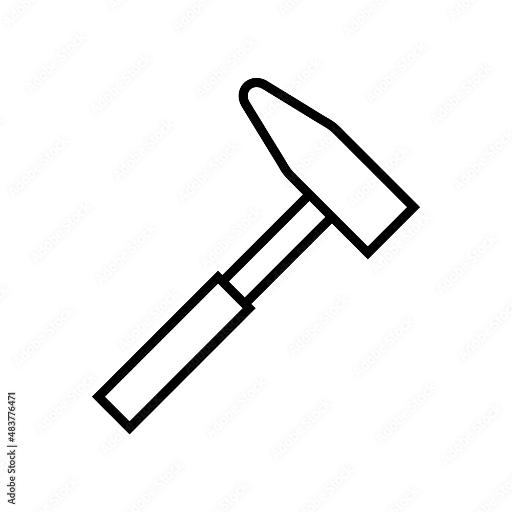 Wall mural Hammer line icon, vector outline logo isolated on white background