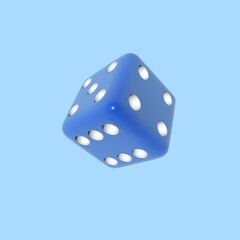 3d illustration. abstract, rolling black dices blue background