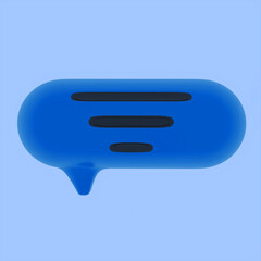 3d illustration social media notification icon, bubble speech on a blue background