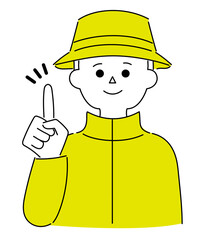 提案するアウトドアファッションの男性のイラスト