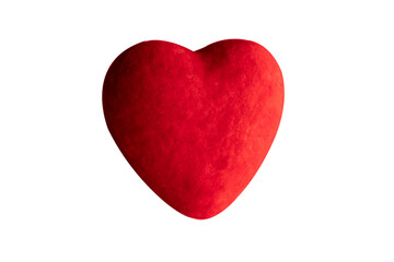 suede or plush heart. red isolate on a white background