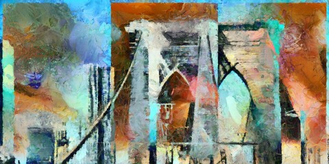 Brooklyn bridge abstract painting