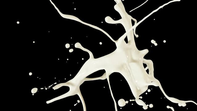 Exploding delicious milk in Matte Alpha Channel mask in slow motion 4K