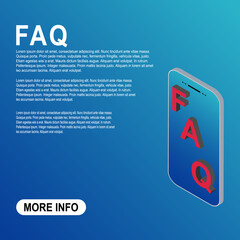 FAQ, 3D template frequently asked questions vector icon. Information speech bubble symbol, help message