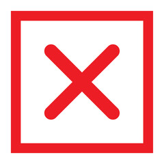 Fototapeta premium Cross mark icon, X sign, simple error design vector illustration, false choice symbol