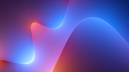 3d render, abstract colorful background illuminated with colorful neon light. Glowing curvy line. Simple wallpaper - 483778295