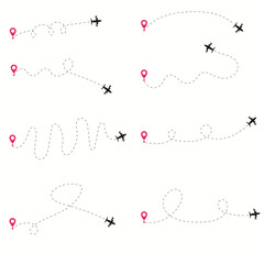 Airplane routes. Travel vector icon.