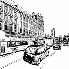  London city hand drawn. Building sketch, vector illustration