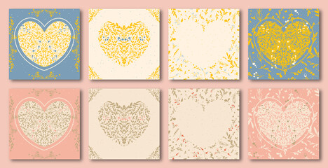 Ornate Happy Valentine's day greeting cards. Trendy square Valentine art templates. -- good for social media posts , posters and prints.