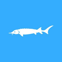 Fish icon vector illustration. Blue background