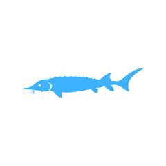 Blue fish icon vector illustration. White background
