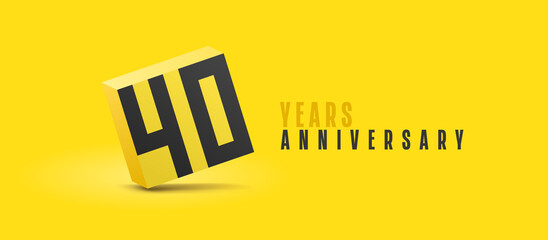 40 years anniversary vector icon, logo. Isolated graphic number