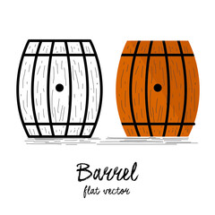 Barrel hand drawn vector illustration. Wooden barrel 