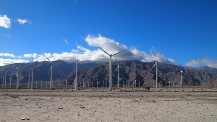 Giant wind turbines in Palm Springs California