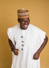 A Traditionally Dressed Northern Business Man Happily Laugh