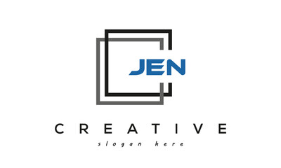 creative initial Three letters JEN square logo design