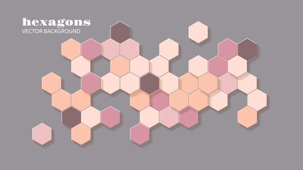 Abstract geometric background. Composition of 3D multicolored hexagons.