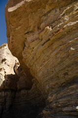 The dry arid desert landscape of the Moon Valley in Argentina