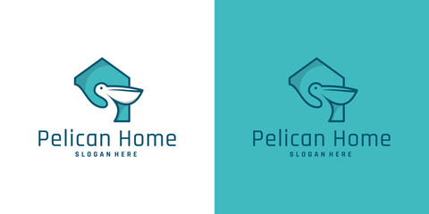 pelican home logo line vektor © lingga