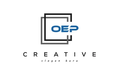 Deurstickers creative initial Three letters OEP square logo design © forhad