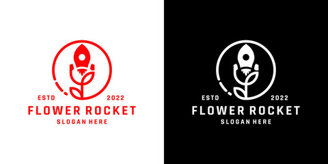 Beautiful rose and rocket symbol logo